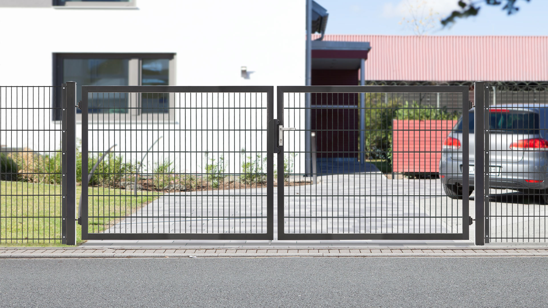 VARIO Plus Driveway Gate – Double-Leaf | 3140 mm | anthracite | 1800 mm ...